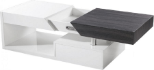 Konferenční stolek MELIDA se zásuvkou, bílý lesk/šedočerná