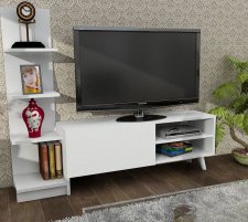 Televizní stolek s regálem HINIS bílá