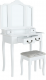 Toaletní stolek REGINA NEW s taburetem, bílá/stříbrná