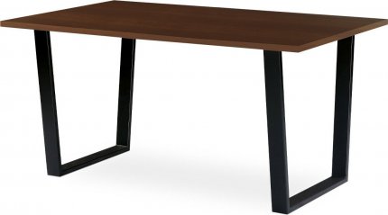 Jídelní / kancelářský stůl 150x90 cm, MDF + dýha ořech, kovová podnož, černý matný lak BT-3000 WAL