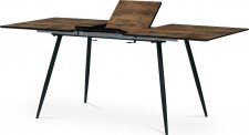 Jídelní stůl, 140+40x80x76 cm, MDF deska, dýha v imitaci staré dřevo, kov, černý lak HT-921 OLW