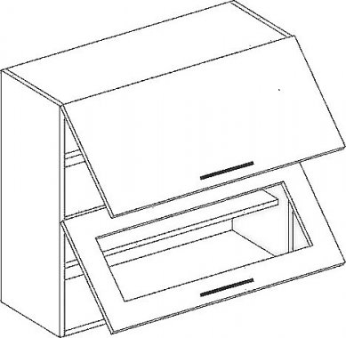 Horní kuchyňská skříňka COSTA W60SP výklopná, dub sonoma/bílá lesk/sklo