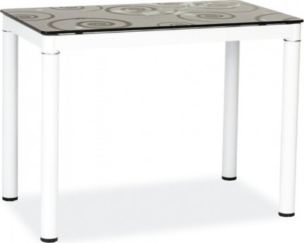 DAMAR (DAMARBB) jídelní stůl 100X60  černý / nohy bílé, tvrzené sklo s ornamentem (DAMARC) (S) (K150-E)