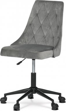Pracovní židle, potah šedá sametová látka, výškově nastavitelná a otočná, černý kovový kříž KA-J402 GREY4
