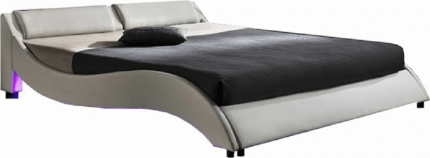 Čalouněná postel PASCALE 160x200, s LED osvětlením, bílá
