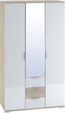 Šatní skříň TERRA 3-dveřová, sonoma/bílá lesk