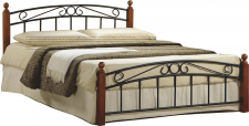 Kovová postel DOLORES, 140x200, třešeň/černý kov