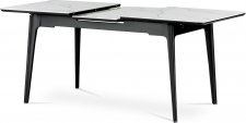 Jídelní stůl 140+40x80 cm, keramická deska bílý mramor, masiv, černý matný lak HT-402M WT