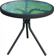 Zahradní príruční stolek, černá ocel/tvrzené sklo, HABIR