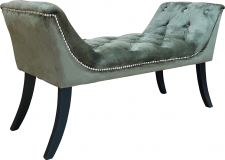 Designová lavice HEMY, olivově zelená Velvet látka/kaučukové dřevo