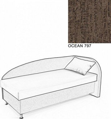 Čalouněná postel AVA NAVI, s úložným prostorem, 90x200, pravá, OCEAN 797