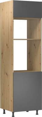 Vysoká skříň LANGEN D60PM pro vestavnou pečící a mikrovlnnou troubu, dub artisan/šedá