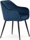 Jídelní židle, potah modrá sametová látka, kovové nohy, černý matný lak PIKA BLUE4