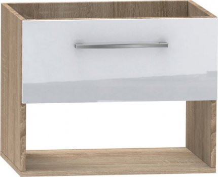 Závěsná koupelnová skříňka CAMPO DUM LILO 60S/1 pod umyvadlo, dub sonoma/bílá lesk