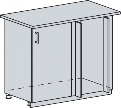Spodní kuchyňská skříňka PRAGA 100DRM rovná do rohu, bk/wenge