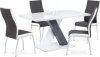 Jídelní židle DCL-433 GREY2 šedá látka, bílá ekokůže/chrom