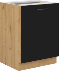 Spodní kuchyňská skříňka MONRO 60 D 1F BB, 1-dveřová, černý mat/dub artisan