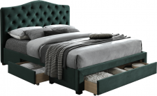 Čalouněná postel KESADA 160x200, s úložným prostorem, smaragdová Velvet
