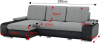Rohová sedací souprava LATE NEW, rozkládací s úložným prostorem, levá, eko černá/látka šedá