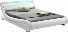 Čalouněná postel FILIDA 160x200, s LED osvětlením, bílá
