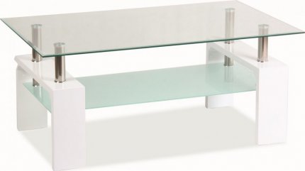 Konferenční stolek LISA BASIC bílá/sklo