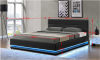 Čalouněná postel BIRGET NEW 180x200, s úložným prostorem a LED osvětlením, černá