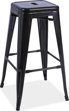 Barová židle LONG, kov/černý lesk
