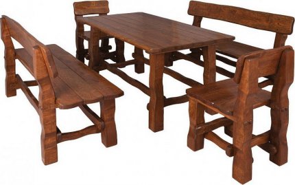 Dřevěná zahradní sestava OM-101, (1x stůl + 2x lavice + 2x židle) výběr barev