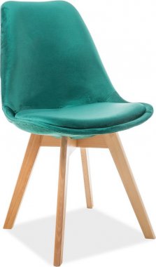 Jídelní čalouněná židle DIOR VELVET zelená/buk