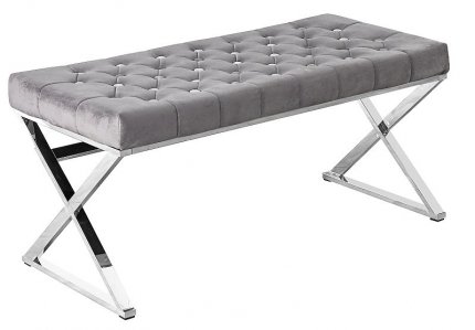 Čalouněná lavice ONYX, šedá látka/stříbrná