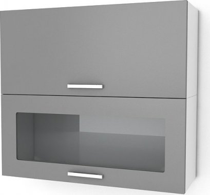 Horní kuchyňská skříňka Natanya KL1001D1W výklopná, šedý lesk/sklo