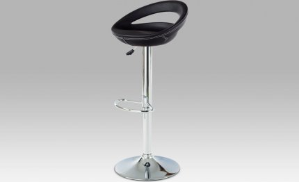 Barová židle  AUB-103 BK, chrom / koženka černá