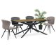 Jídelní stůl, 180x90x75 cm, MDF deska, 3D dekor divoký dub,  kovovová hvězdicová podnož, černý mat HT-885 OAK