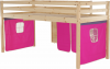 Multifunkční postel ALZENA 90x200 s PC stolem, borovicové dřevo/růžová