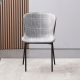 Designová jídelní židle ADIANA, šedobílé káro/tmavě šedá látka/ekokůže/černý kov