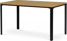 Stůl jídelní,  MDF deska, dýha divoký dub, kovové nohy, černý lak AT-621 OAK