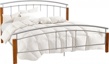 Kovová postel MIRELA 140x200, olše/stříbrný kov