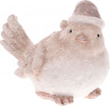 Ptáček s čepicí, zimní dekorace z polyresinu AV4703