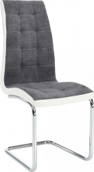 Pohupovací jídelní židle SALOMA NEW, tmavě šedá látka/bílá ekokůže/chrom