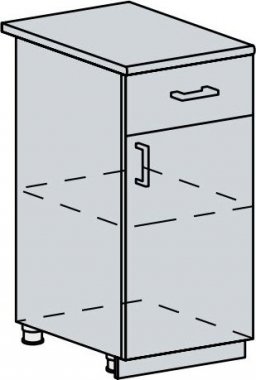 Spodní kuchyňská skříňka CHARLIZE 40D1S, 1-dveřová se zásuvkou, bk/bílá