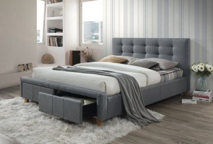 Čalouněná postel ASCOT 160x200, s úložným prostorem, šedá