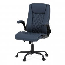 Kancelářská židle, tmavě modrá ekokůže, taštičkové pružiny, kovový kříž, kolečka na tvrdé podlahy KA-Y344 BLUE