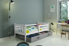 Dětská postel Carlo 80x190 s úložným prostorem, bílá/grafit