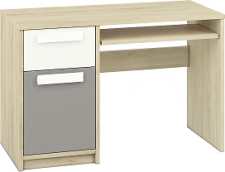 DIVO 1401 -počítačový stůl 1D1S,lamino Buk fjord/dvířka bílá/šedá (ML) (DROP1401) (K150)