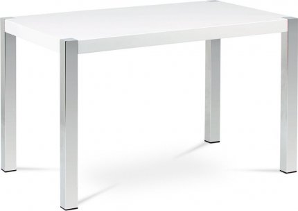 Jídelní stůl 120x75 cm, vysoký lesk bílý / chrom AT-2086 WT