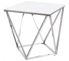 Konferenční stolek SILVER B II ocel/efekt bílého mramoru