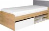 Dětská postel Mefisto R7 s úložným prostorem, dub lefkas/bílá/šedá