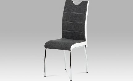 Jídelní židle HC-586 GR2 šedá látka + bílá koženka / chrom