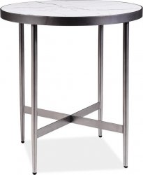 Kulatý odkládací stolek DOLORES C bílý mramor/šedá