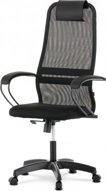 Kancelářská židle KA-U05 BK, černá látka/síťovina/ekokůže